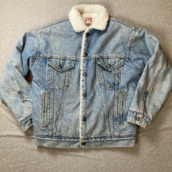 Vintage Levi’s Sherpa Jacket Raw DENIM Size Small - Picture 1 of 8